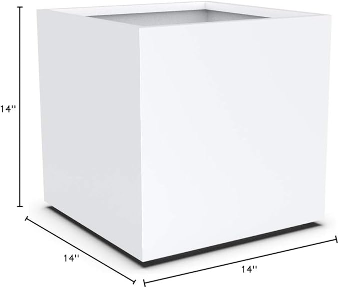 Plantercraft Powder-Coated Aluminum Planter Box - Square Cube - Metal All Weather | Indoor Outdoor Commercial Residential | Made in USA | Fully Assembled