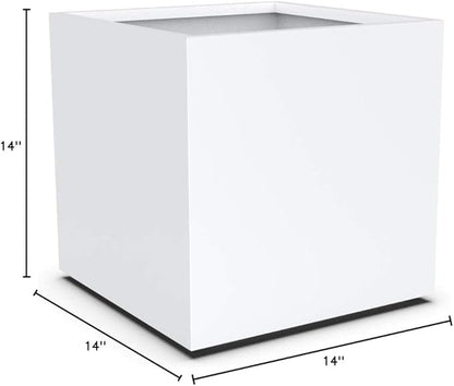 Plantercraft Powder-Coated Aluminum Planter Box - Square Cube - Metal All Weather | Indoor Outdoor Commercial Residential | Made in USA | Fully Assembled