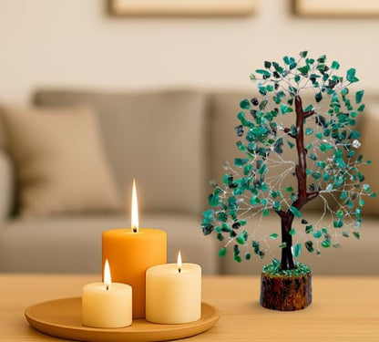Green Aventurine Silver Wire Artificial Gemstone Tree – Handmade Crystal Bonsai for Positive Energy, Prosperity & Décor