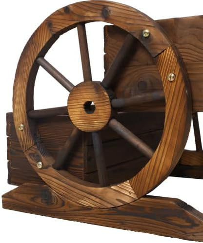 2-Tier Wooden Wagon Planter Box with Wheels – Farmhouse Rustic Garden Planter for Flowers, Herbs & Vegetables, Decorative Wooden Flower Cart for Patio, Garden & Balcony