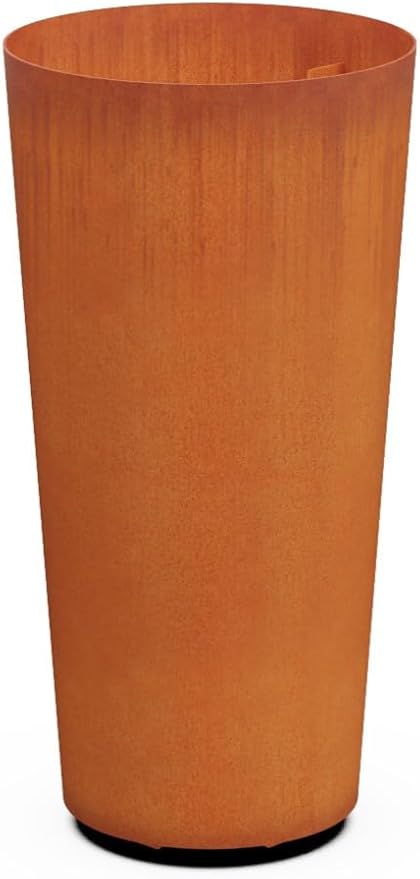 Plantercraft Corten Steel Planter Pot Round Tapered Heavy Duty Metal Garden Box Natural Rust | USA Made Fully Assembled | Without Drainage Holes