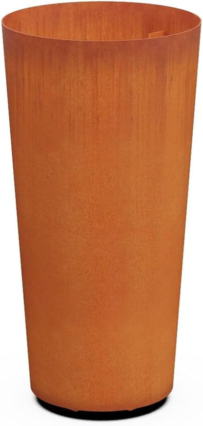 Plantercraft Corten Steel Planter Pot Round Tapered Heavy Duty Metal Garden Box Natural Rust | USA Made Fully Assembled | Without Drainage Holes