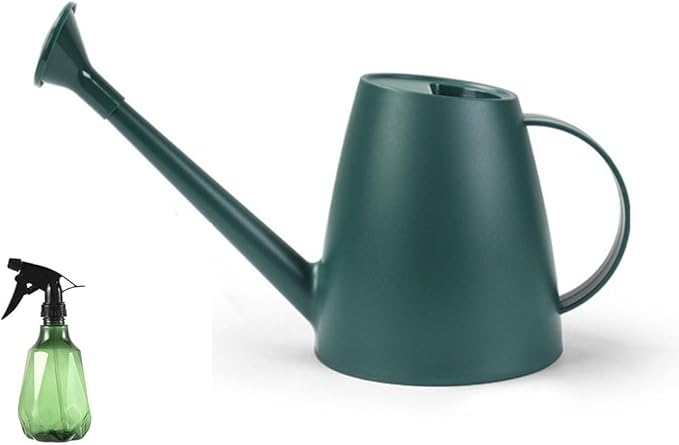 Indoor Plant Watering can, Outdoor Garden Flower Small Watering can, Outdoor Plant Long Spray Bottle 1.8L 1/2 Gallon, with a complimentary 11.8-Ounce Spray Bottle (Dark Green)