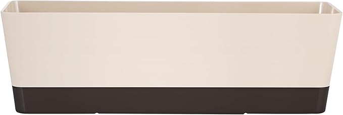 Skelang 2 Pcs Rectangular Plant Pot, 16.7" Flower Planter Box with Drainage Hole, Windowsill Container with Tray for Succulents, Herbs, Cacti