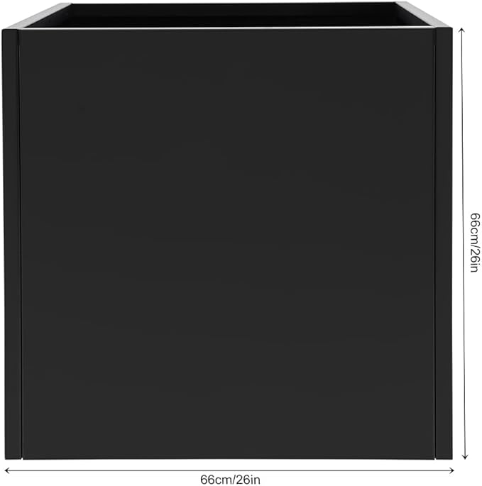 Steel Planter Box, 26" x 26" x 26" Square Planter Metal Box Tall Planters Heavy Duty Plant Boxes for Indoor Outdoor Tall Plants, Flowers or Shrubs (Black, 26" x 26" x 26")