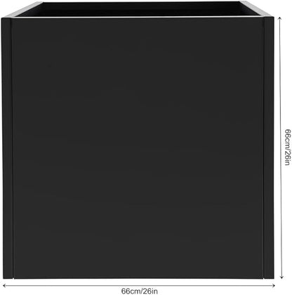 Steel Planter Box, 26" x 26" x 26" Square Planter Metal Box Tall Planters Heavy Duty Plant Boxes for Indoor Outdoor Tall Plants, Flowers or Shrubs (Black, 26" x 26" x 26")