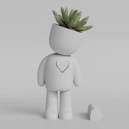 Heartfelt Character Planter - 3D Printed Succulent Pot | Cute Minimalist Design for Home and Office Decor