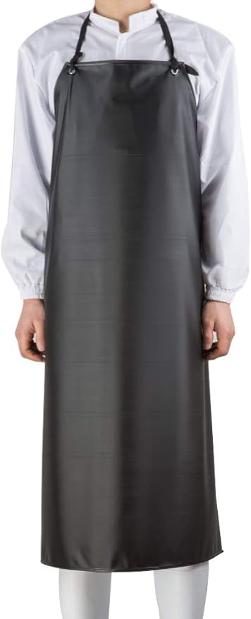 Chemical Resistant Vinyl Apron - Black Plus Size Unisex PVC Aprons for Dishwashing,Dog Grooming,Gardening,Fish Cleaning,Lab Work