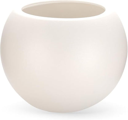 20”Dx16.1”H Lightweight Durable Modern Plastic Sphere Planter with Drainage Hole & Rubber Plug Weather Resistant,Planters for Indoor Plants & Outdoor,Large Plant Pot,(White, 12.6" Pot Opening)