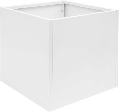 DYNAMI Square Planter Box with Removable Partition,26x26x26in Steel Metal Planters Large Cube Plant Pot for Outdoors,Modern Heavy Duty Flower Pot for Patio, Deck, Yard, Garden (White, 26inch)