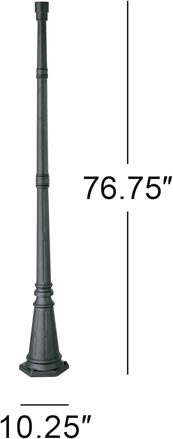 John Timberland Hepworth Traditional Outdoor Light Post and Cap Base Black Iron Aluminum Pole 76 3/4" Accessory for Exterior House Porch Patio Garage Yard Garden Driveway Home Lawn Walkway