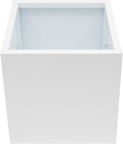 Steel Planter Box, 17" x 17" x 18" Square Planter Metal Box Tall Planters Heavy Duty Plant Boxes for Indoor Outdoor Tall Plants, Flowers or Shrubs (White, 17" x 17" x 18")
