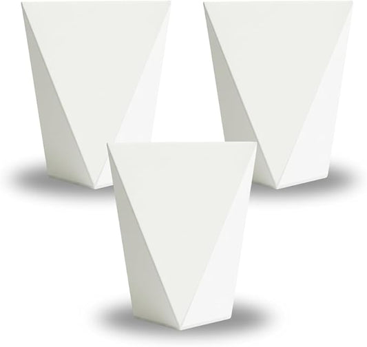 CZ Grain Modern White Geometric Tapered Planter | Minimalist Design for Succulents, Herbs & Small Plants | Hostess, Holiday or Coworker Gift | Indoor Flower Pot | Designer Aesthetic 6.6"x8.3" (3)