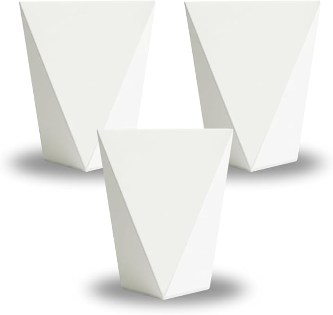 CZ Grain Modern White Geometric Tapered Planter | Minimalist Design for Succulents, Herbs & Small Plants | Hostess, Holiday or Coworker Gift | 6.1 x 7.9 Indoor Flower Pot | Designer Aesthetic (3)