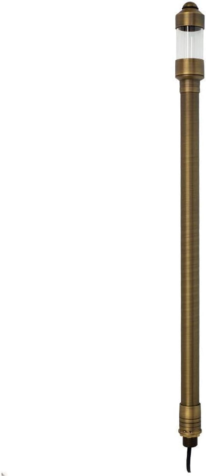 VOLT Conehead 12V Brass Path Light (7" Shade, 25" Tall) for Low Voltage Landscape Lighting on Outdoor Pathway, Walkway, Garden, Driveway or Patio