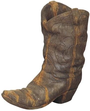 Western Boot Planter – 21" Tall Heavy 81 lb Cast Concrete Cowboy Boot Outdoor Planter, Rustic Western Garden Décor, Durable Weatherproof Stone Flower Pot