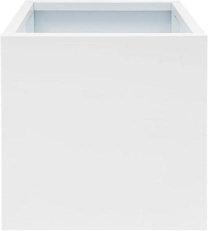 DYNAMI Square Planter Box White Steel Planter,17x17x18in Metal Planter Box Large Cube Plant Pot for Outdoor Plants,Modern Heavy Duty Flower Pot for Patio, Deck, Yard, Garden