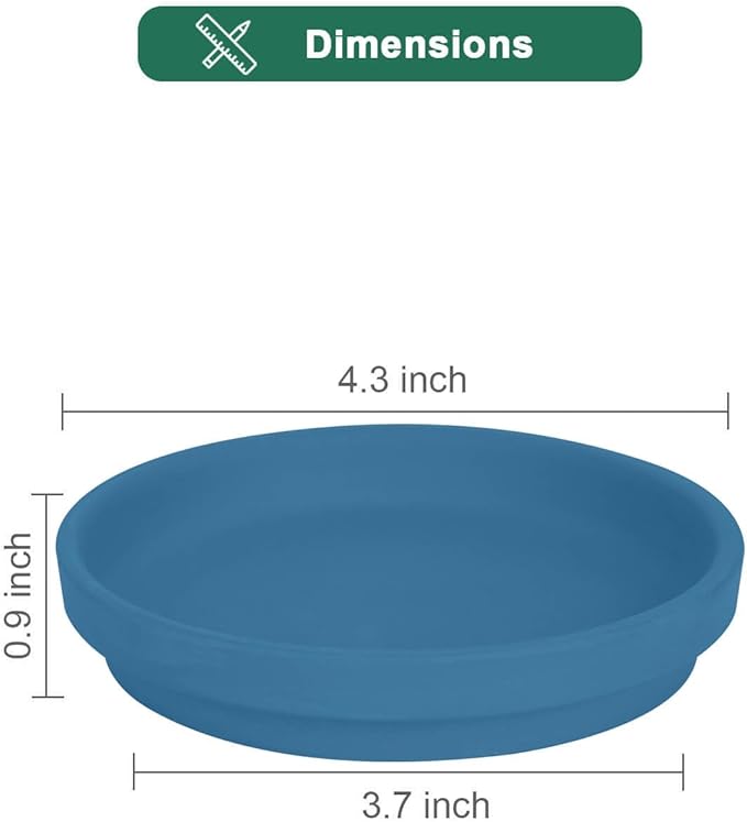 vensovo 6 Inch Steel Blue Terracotta Plant Saucer Pots Tray - 6 Pcs Round Planter Saucers for Indoor & Outdoor Plants, Small Clay Trays Perfect for 5 Inch 5.5 Inch 6 Inch Flower Pot