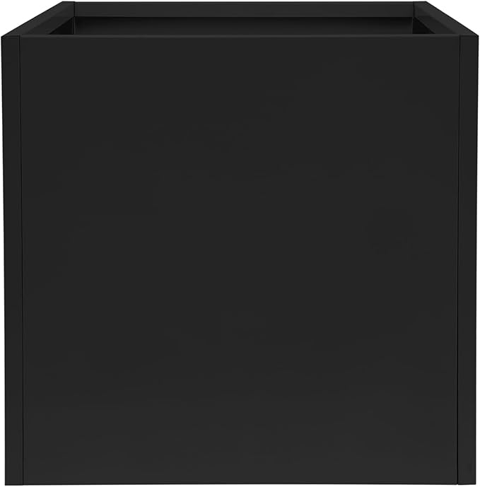 DYNAMI Square Planter Box with Removable Partition,26x26x26in Steel Metal Planters Large Cube Plant Pot for Outdoors,Modern Heavy Duty Flower Pot for Patio, Deck, Yard, Garden (Black, 26inch)