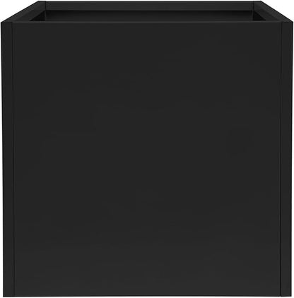 DYNAMI Square Planter Box with Removable Partition,26x26x26in Steel Metal Planters Large Cube Plant Pot for Outdoors,Modern Heavy Duty Flower Pot for Patio, Deck, Yard, Garden (Black, 26inch)