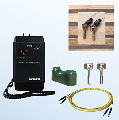 M-11 Mini-Ligno MD/C in-Kiln Moisture Meter Detector – Precise Wood Moisture Measurement, Dual Calibration for Soft and Hard Wood, External Probe Compatible, 6' Teflon-Coated Cable