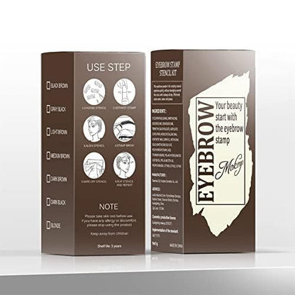 Eyebrow Stamp Stencil Kit - Eye Brow Stencil Kit for Beginners, Brow Stencil and Stamp Kit Long-lasting, Smudge-Proof & Waterproof, 24 Reusable Eyebrow Shapes Stencils for Perfect Brow (Light Brown)