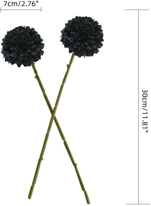 Artificial Flowers Chrysanthemum Ball Flowers Bouquet 10pcs Halloween Fall Harvest Festival Decoration Glorious Moral for Home Office Coffee House Parties and Wedding (Black)