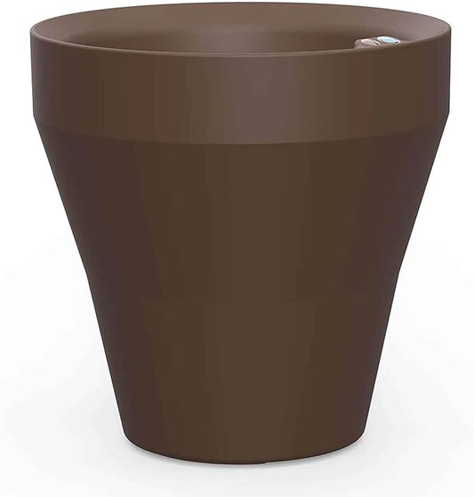 Crescent Garden Rim TruDrop Planter, Self-Watering Plant Pot, 18-Inch (Bark)