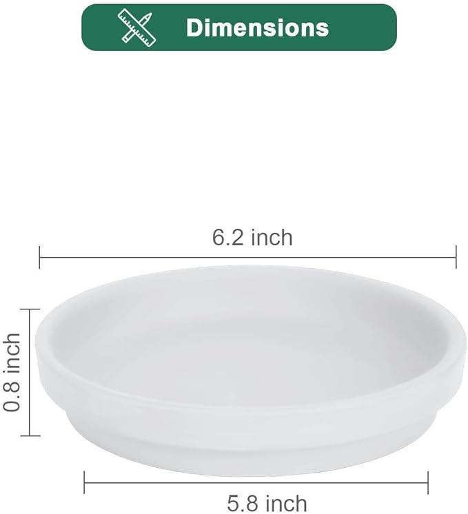 vensovo 6 Inch White Terracotta Plant Saucer Pots Tray - 6 Pcs Round Planter Saucers for Indoor & Outdoor Plants, Small Clay Trays Perfect for 5 Inch 5.5 Inch 6 Inch Flower Pot
