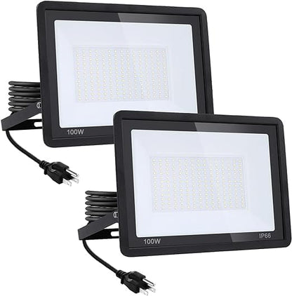 2Pack-100W 11000LM Super Bright LED Flood Light with Excellent Color Restore Ability - Waterproof, Shatterproof, Energy Saving - Perfect for Indoor and Outdoor Use