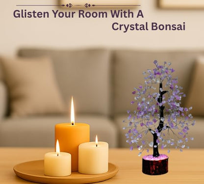 Rose Quartz Silver Wire Artificial Bonsai Tree – Crystal Healing Gem Tree for Love, Peace & Decor