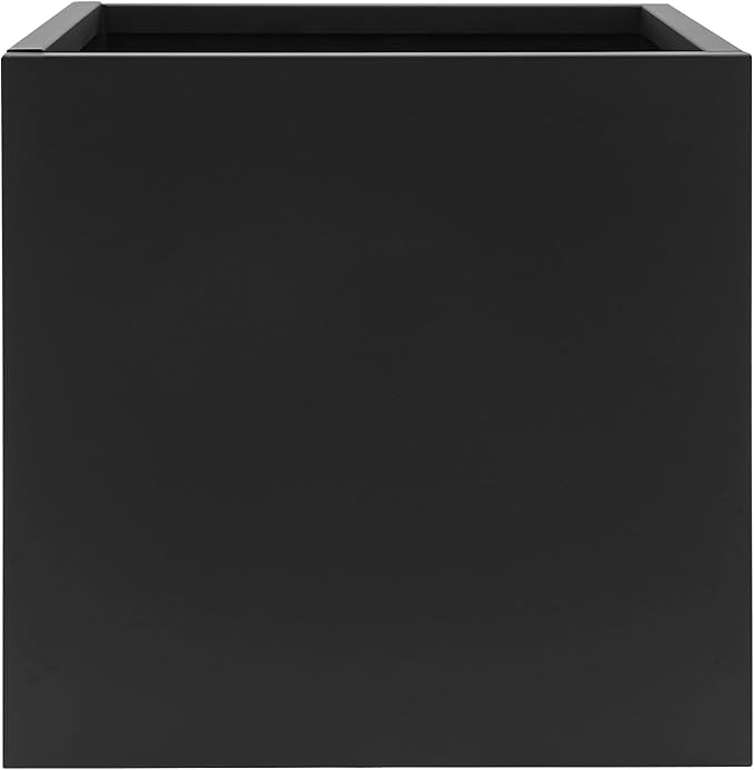DYNAMI Square Planter Box,20x20x20in Steel Metal Planters Large Cube Plant Pot for Outdoors,Modern Heavy Duty Flower Pot for Patio, Deck, Yard, Garden (Black, 20in)