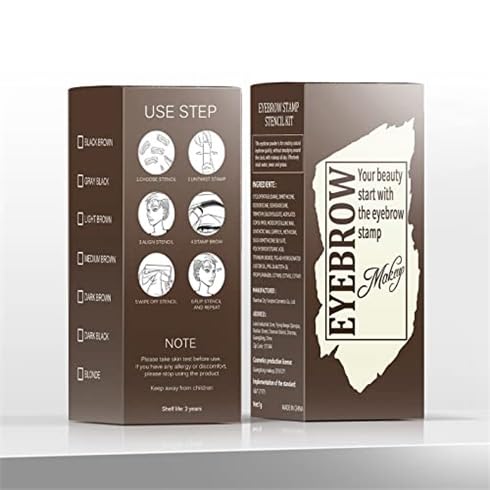 Eyebrow Stamp Stencil Kit - Eye Brow Stencil Kits with Eyebrow Blush, Long-lasting Waterproof & Smudge-Proof Eyebrow Shaping Kit with 24 Reusable Eyebrow Stencils for Perfect Brow(Dark Brown)