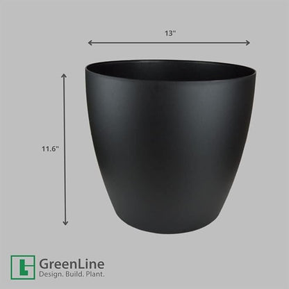 Memphis 13" Round Indoor Floor Planter Pot – Lightweight & Durable Plastic, Modern Design, Made in USA, Recyclable Large Plant Container for Home & Office Décor (Espresso Meta