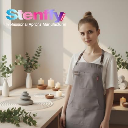 10 Pack Kitchen Aprons, Work Apron, Canvas, Multiple Pockets, Gardening, Painting, BBQ, Artist, Carpenter, Sizes M to XXL, Grey