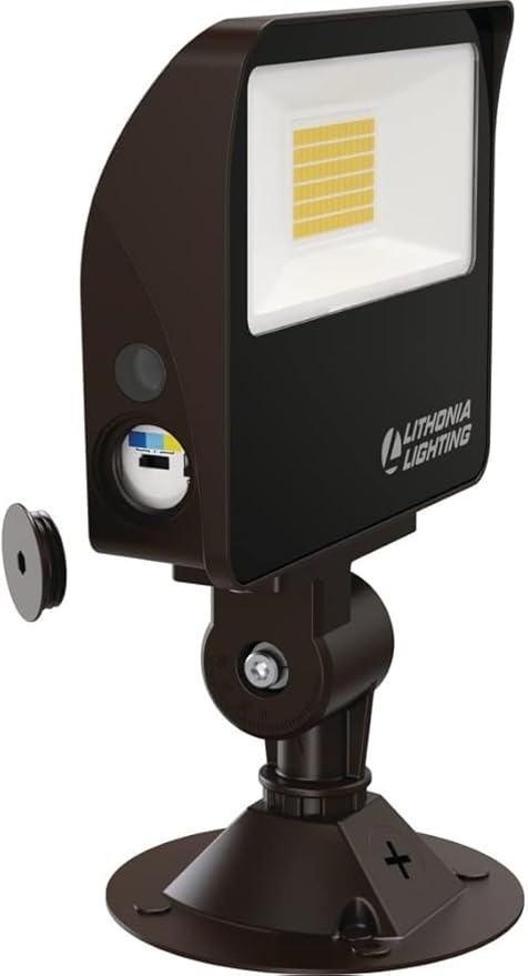 Lithonia Lighting All-in-One LED Flood Light, Waterproof LED Outdoor Light Fixture with Adjustable Color Temperature, Knuckle Mount Dusk to Dawn Outdoor Lighting, MVOLT (ESXF1)