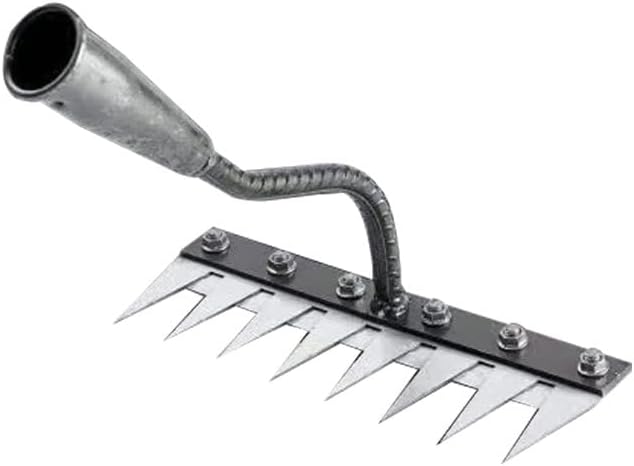 Iron Weeding Rake 2.0, rakes for Gardening and Weedings, Heavy Duty Gardening Hand Weed Puller Tools, 8 Teeth Carbon Steel Garden Weedings Rakes