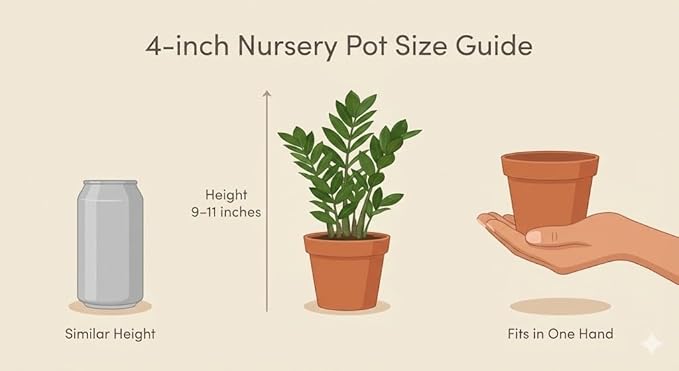 ZZ Plant 3/4/6/8" - Zamioculcas Zamiifolia Raven Plant- Indoor Easy Care House Plant - Live Plant (4" Pot – 9–11" Tall)