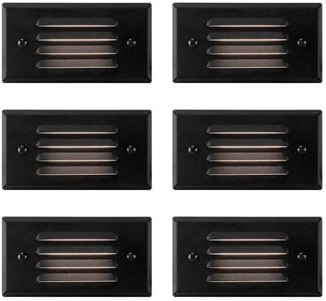 GKOLED 12V 3W Surface Mount Low Voltage LED Step Light Fixture with Horizontal Louvered Faceplate for Steps Decks Pathway Yard Stairs Fences, IP65 Outdoor Waterproof, Wet Locations, 6 Pack