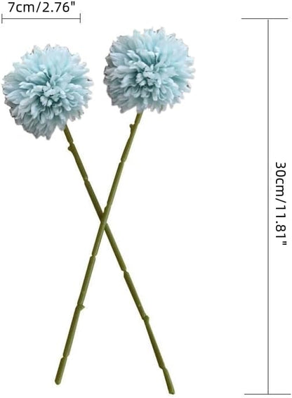 Artificial Flowers Chrysanthemum Ball Flowers Bouquet 10pcs Present for Important People Glorious Moral for Home Office Coffee House Parties and Wedding(Light Blue)