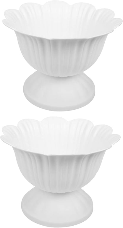 2Pcs Plastic Roman Flower Pots Outdoor Planters Vintage Style Decorative Plant Holders for Wedding Entryway Porch Balcony