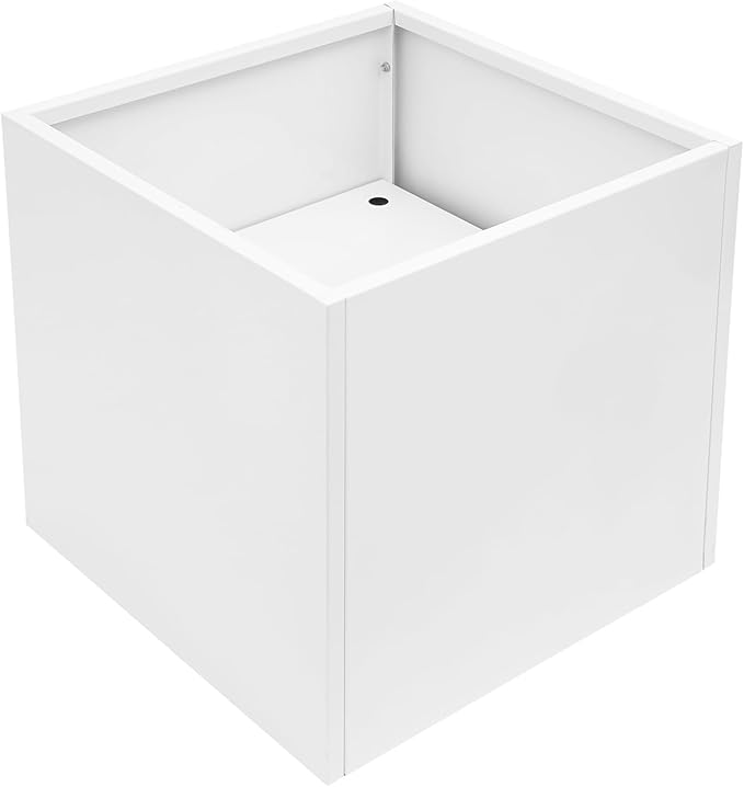 DYNAMI Square Planter Box with Removable Partition,26x26x26in Steel Metal Planters Large Cube Plant Pot for Outdoors,Modern Heavy Duty Flower Pot for Patio, Deck, Yard, Garden (White, 26inch)