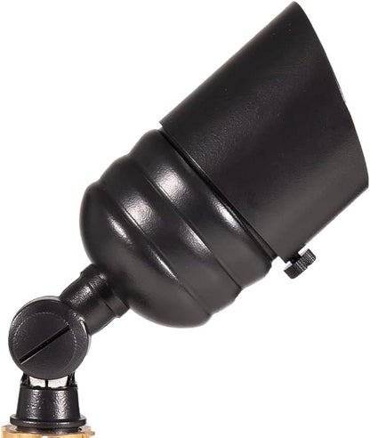 VOLT Fat Boy 12V Brass Outdoor Mini Spotlight (Black) with 5W 2700K Warm White 400 Lumen MR16 LED Bulb for Low Voltage Landscape Lighting of Yard, Lawn, Garden, Patio, Trees & House