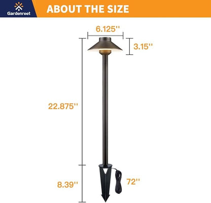Gardenreet Brass Landscape Lighting Kit (4 Pack LED Path Lights) with 75W Low Voltage Transformer and 100 Feet Cable and 20 Pack Wire Connectors for Outdoor Garden Patio Walkway