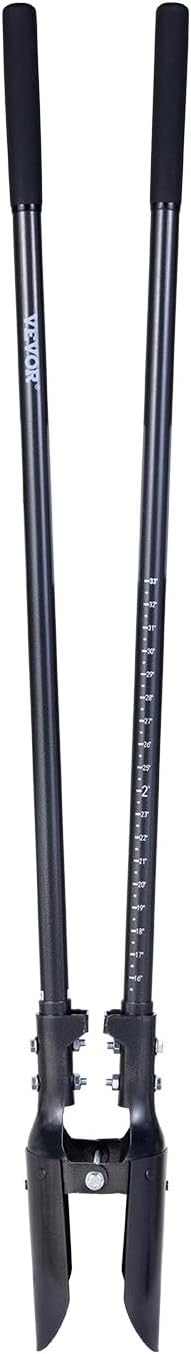 VEVOR Post Hole Digger, Heavy Duty Post Hole Digger with Carbon Steel Handle, Manual Hole Digger with Scale Markings and Metal Blade, Post Hole Digger Tool for Digging Gardening Outdoors, 57.5-Inch