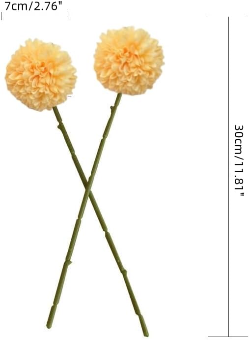 Artificial Flowers Chrysanthemum Ball Flowers 10pcs Bouquet Present for Important People Glorious Moral for Home Office Coffee House Deco Parties and Wedding(Yellow)