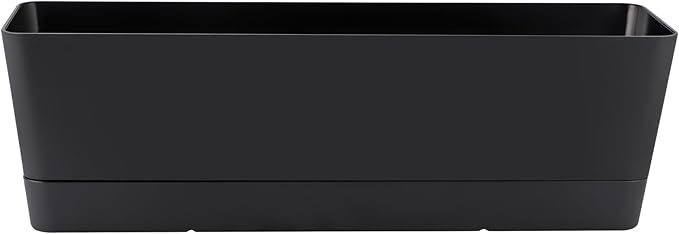 Skelang 2 Pcs Rectangular Plant Pot, 16.7" Flower Planter Box with Drainage Hole, Windowsill Container with Tray for Succulents, Herbs, Cacti, Black