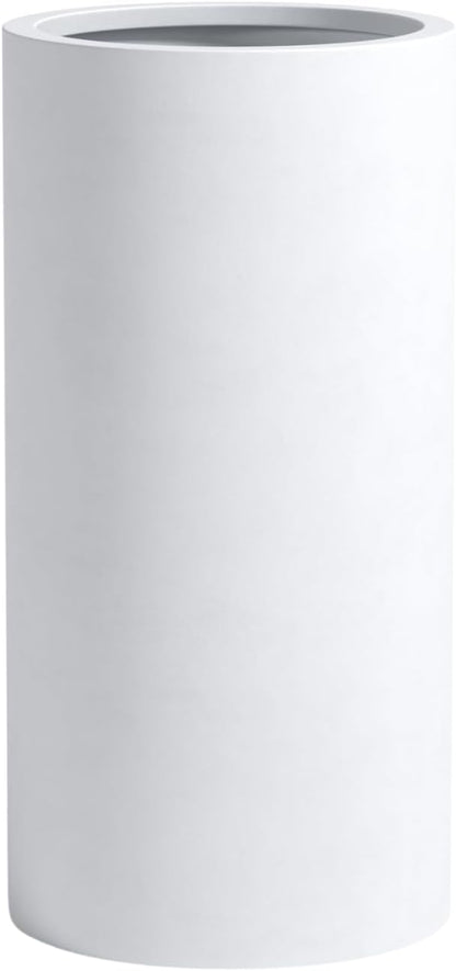 DTY Signature Mount Oxford Tall Outdoor Planter - Large White 31.5 Inch Height Modern Tall Planter Pot for Indoor & Outdoor Spaces - Stylish Planter for Contemporary Homes and Gardens