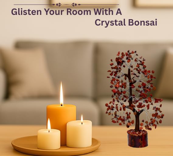 Red Jasper Crystal Tree with Silver Wire – Handmade Gemstone Bonsai for Home & Office Décor, Feng Shui Vastu Tree