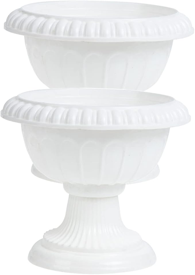 MERRYHAPY 2PCS Vintage Roman Flower Pot European Style Decorative Urn Planter for Front Door and Wedding Decor Durable Plastic Container for Silk and Dried Flowers
